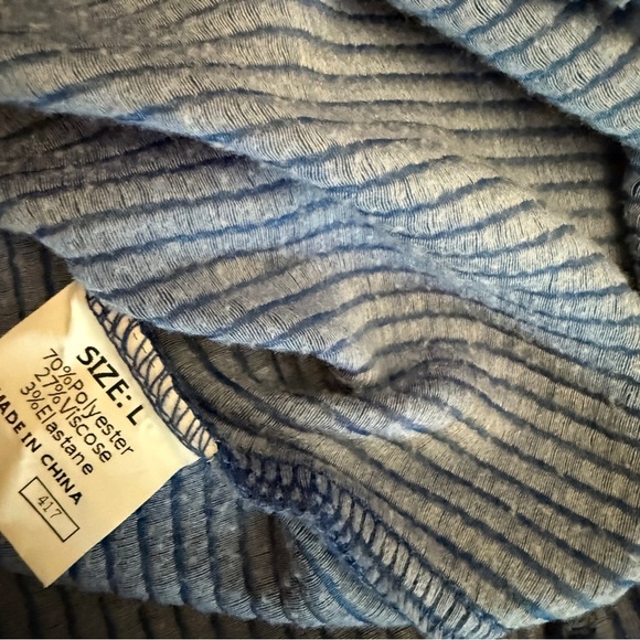 Blue Ribbed Crew Neck Short Sleeve Tee - Picture 5 of 6